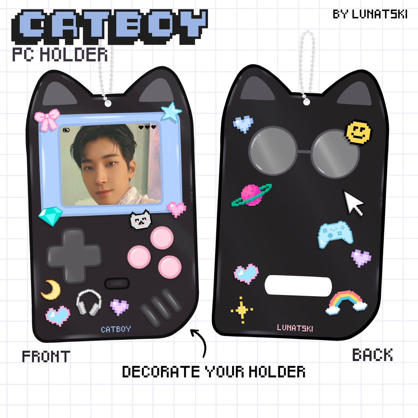 Catboy Wonwoo Photocard Holder with deco stickers