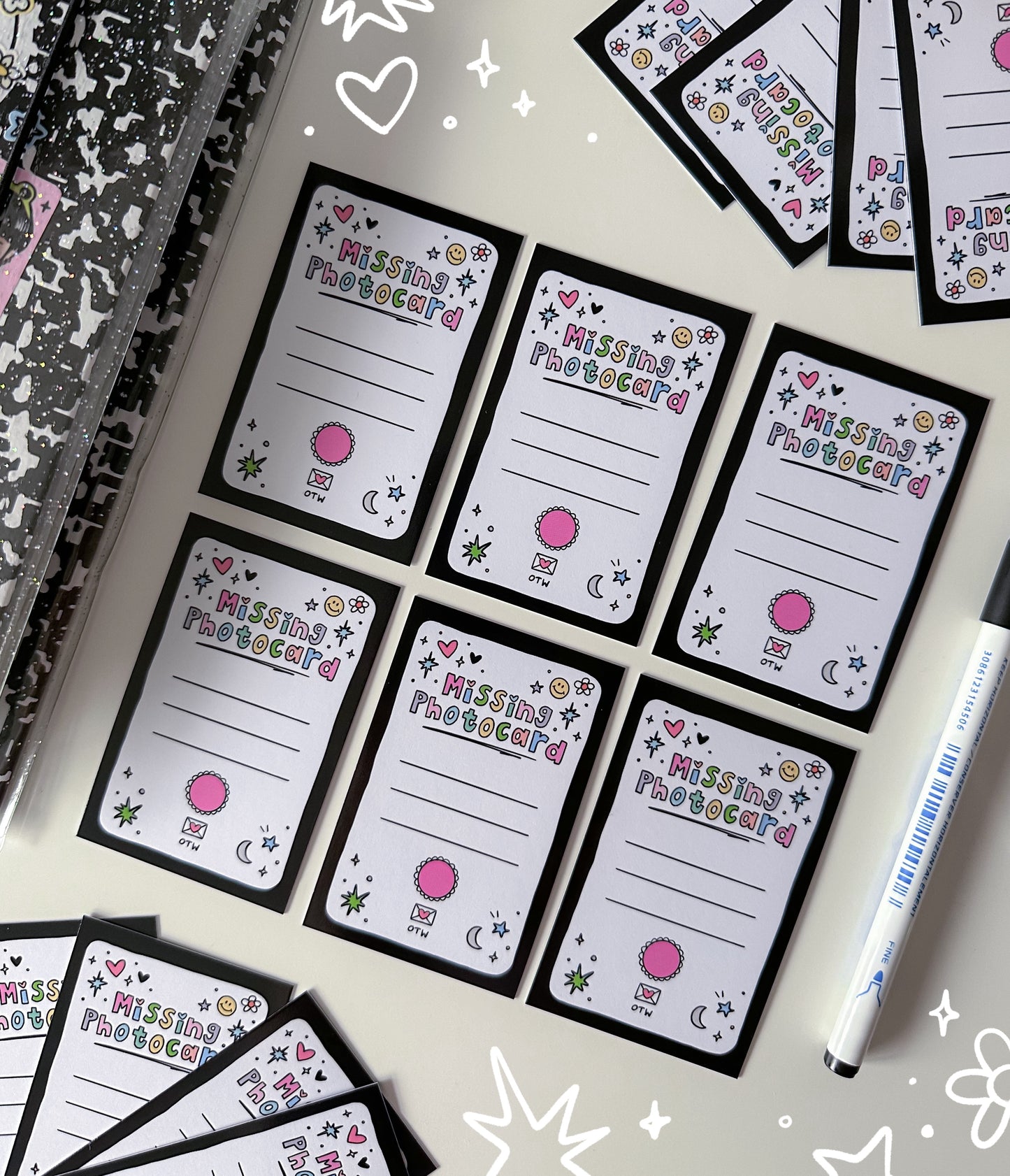 Black Doodle - Reusable Missing Photocard Binder Fillers