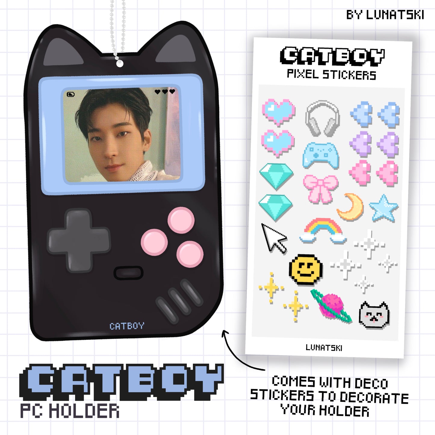 Catboy Wonwoo Photocard Holder with deco stickers