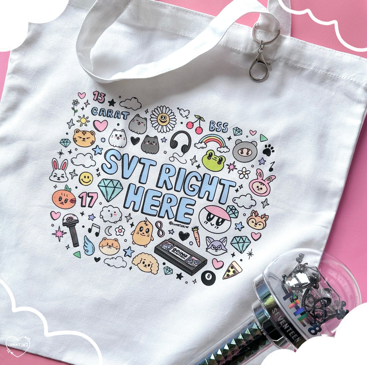 Seventeen Doodle Cotton Tote Bag